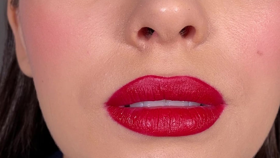 Applying Red Lipgloss [Video, Square No Sound]